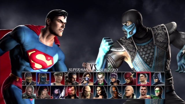 Pantalla de selección de caracteres MK vs DC