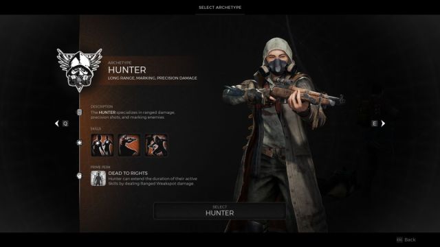 Selecting the Hunter in Remnant 2