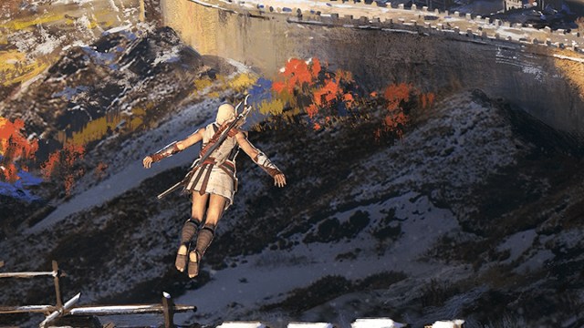 Character leaping in Assassin's Creed Jade.