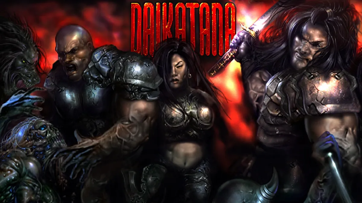 Daikatana: images of mighty warriors below the game's logo.
