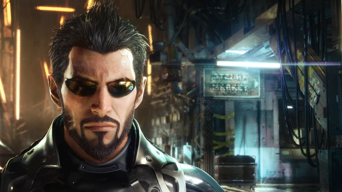 Deus Ex: a close-up of Adam Jensen.