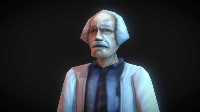 A close-up of Half-Life's Einstein scientist NPC.