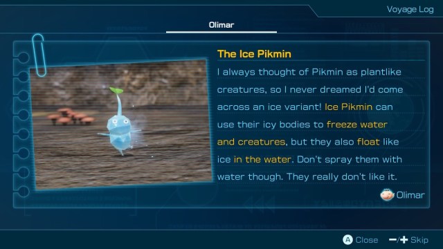 Ice Pikmin description in Pikmin 4. 