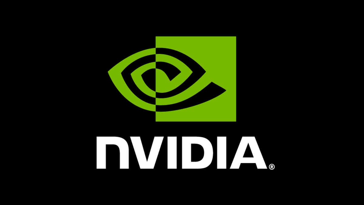 The Nvidia logo on a black background.