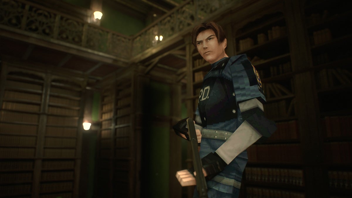 Resident Evil 2: Leon Kennedy in the Raccoon City police station.