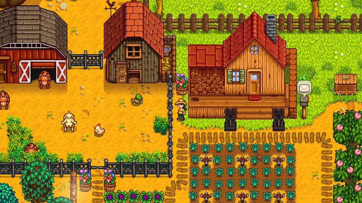 Stardew Valley: A healthy looking farm with plenty of crops.