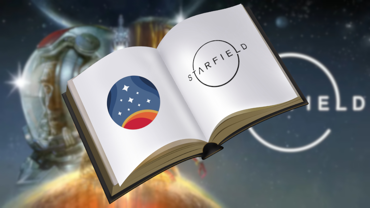 Starfield logo on an open book.