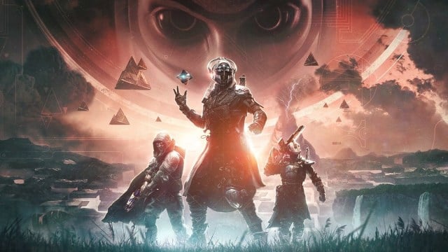 Destiny 2: The Final Shape's splash image featuring the Guardians and the Witness's face.