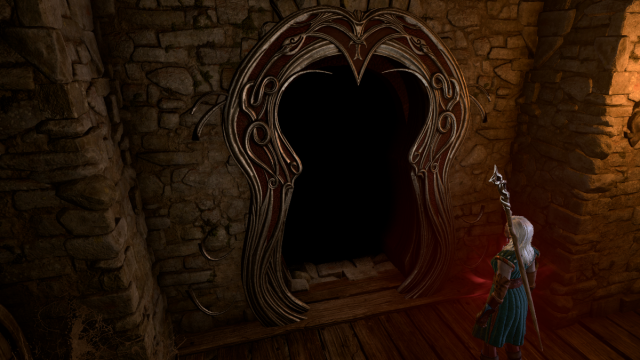 When you correctly answer every Ornate Mirror question, it opens up this path to a secret passage. 