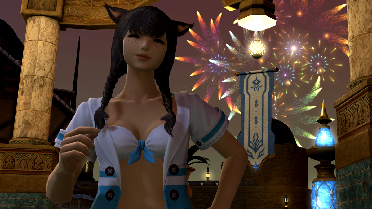 The FFXIV Moonfire Halter Set can be crafted, you'll this the top pictured here.