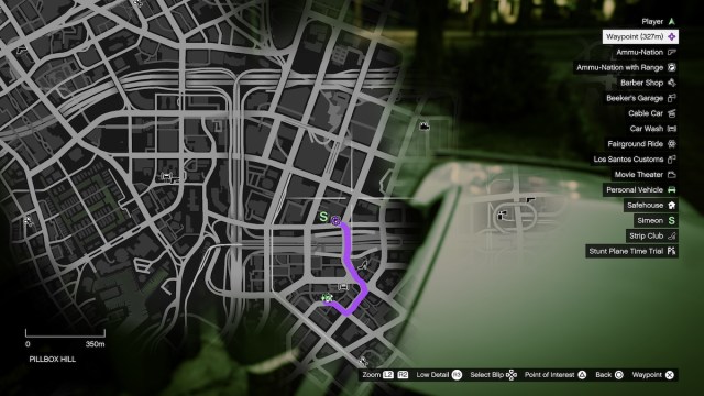 Карта с указанием Ammu-Nation в Grand Theft Auto 5.