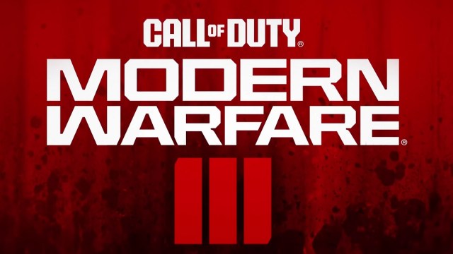 Call of Duty: Modern Warfare III logo on a red background.