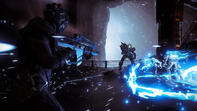 Destiny 2 screenshot depicting a Warlock facing off against Hive enemies on Mars.