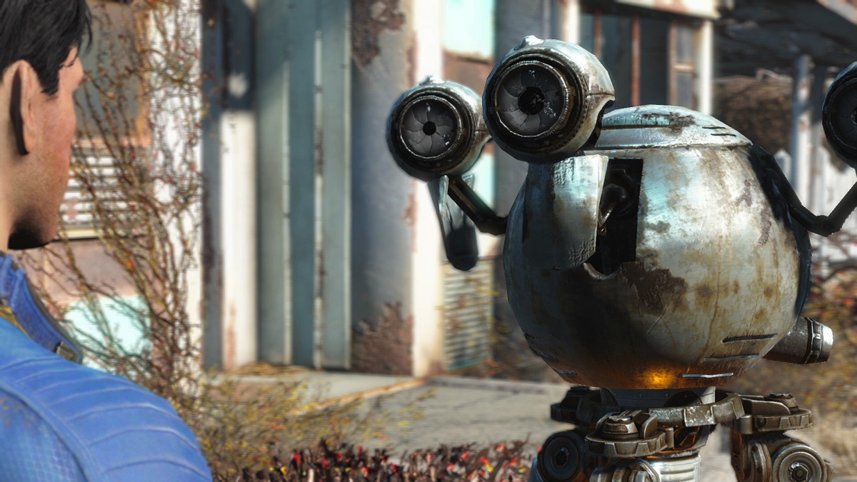 Fallout 4: The player talking to Codsworth.