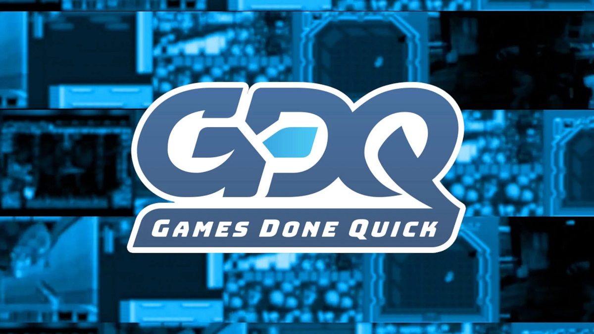 Games Done Quick logo on a blue background.