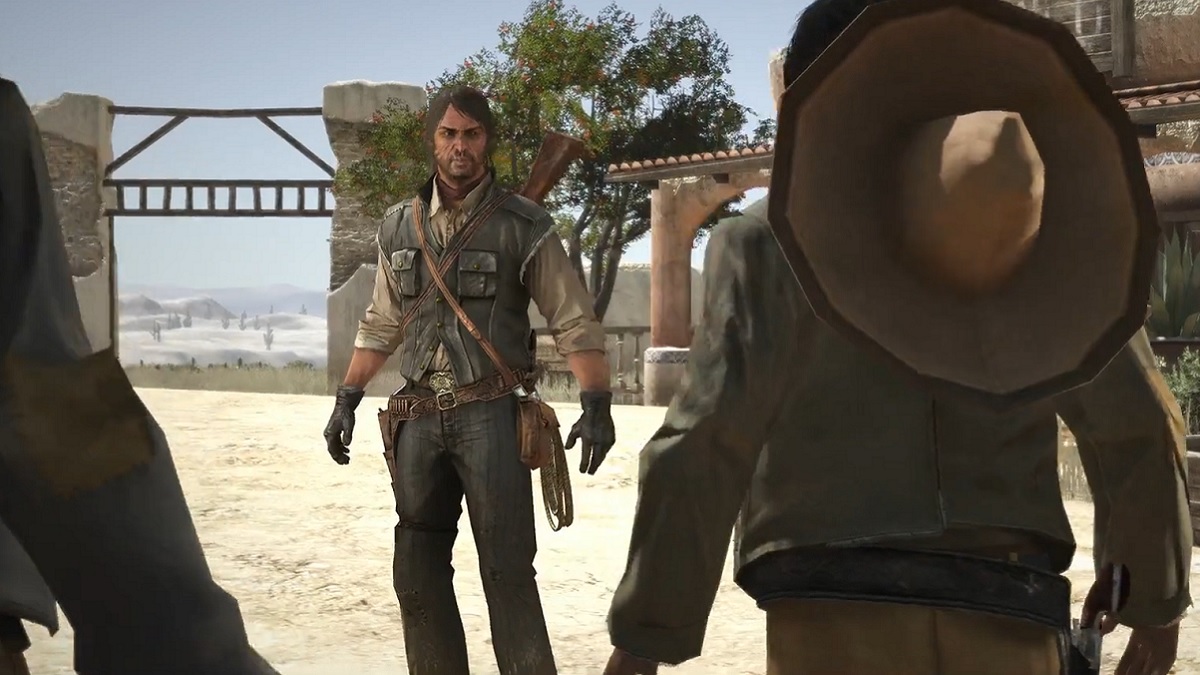 Red Dead Redemption: John Marston in a Mexican standoff.