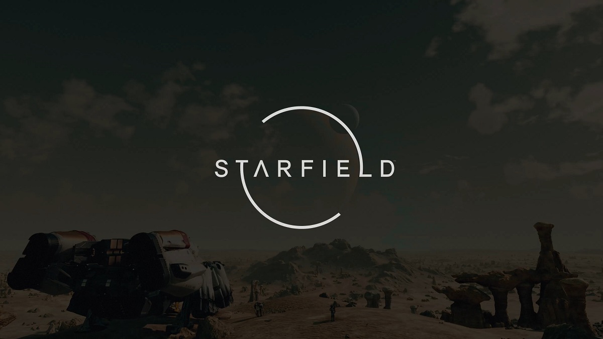 Starfield logo with a faded planetary landscape in the background.