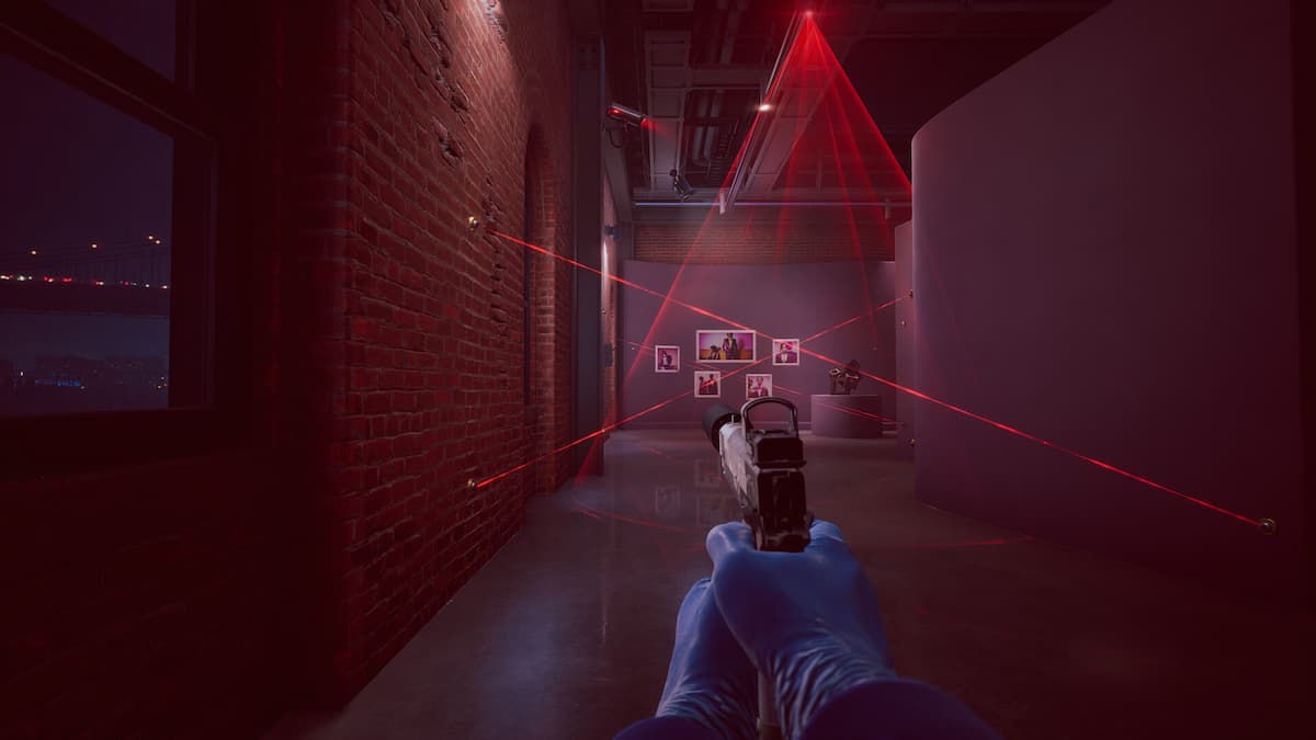 A corridor filled with security lasers in Payday 3