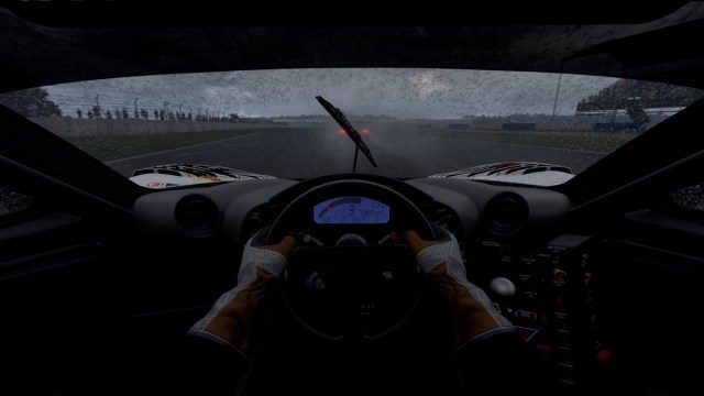 Automobilista 2's cockpit screenshot of a fast GT vehicle.