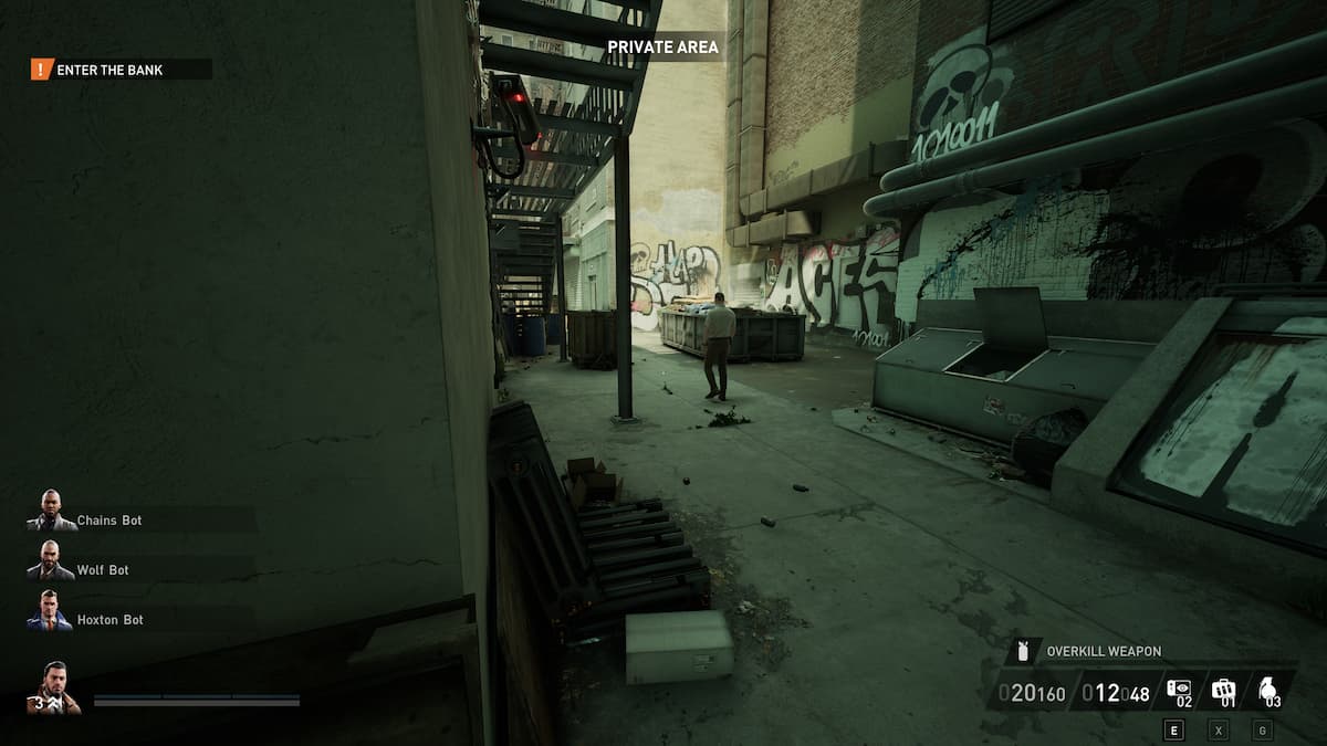 The camera and the guard in the back alley in No Rest for the Wicked