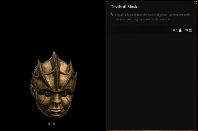 The Devilfoil Mask, as seen when you right click and select "examine"