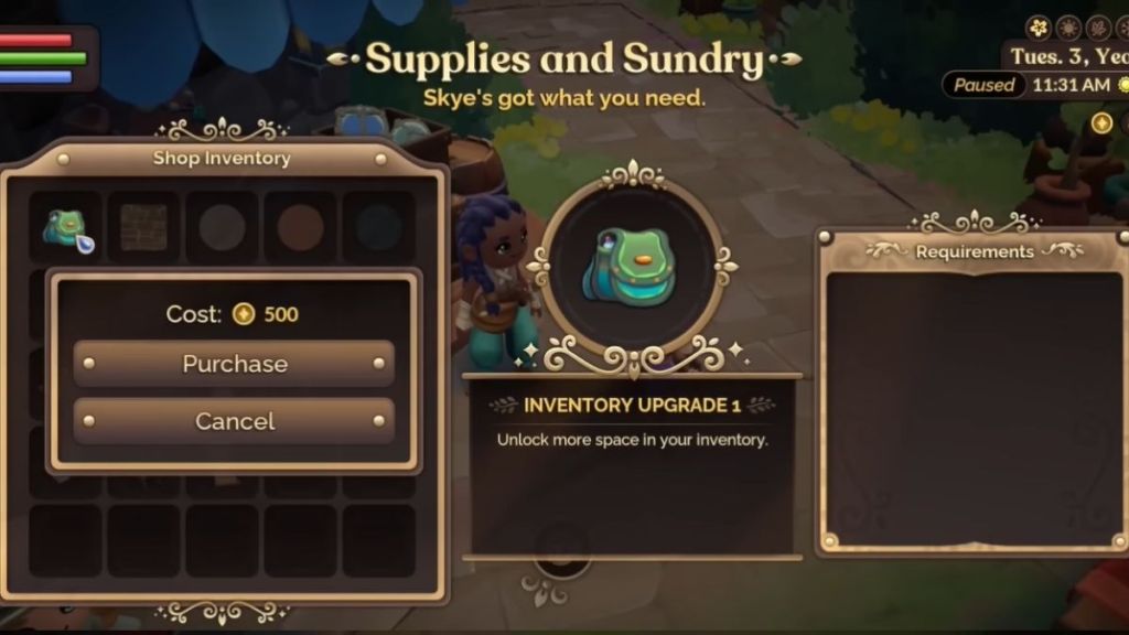 How to increase inventory space in Fae Farm
