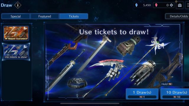 Using tickets to reroll in Final Fantasy 7 Ever Crisis