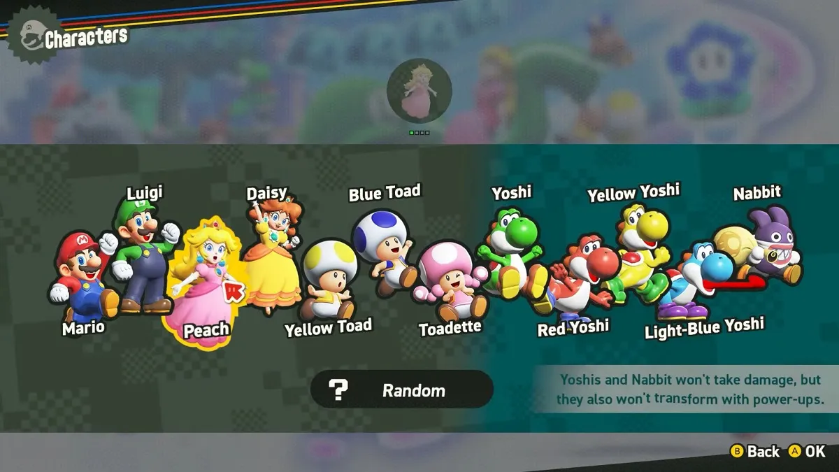 Super Mario Bros. Wonder character lineup.