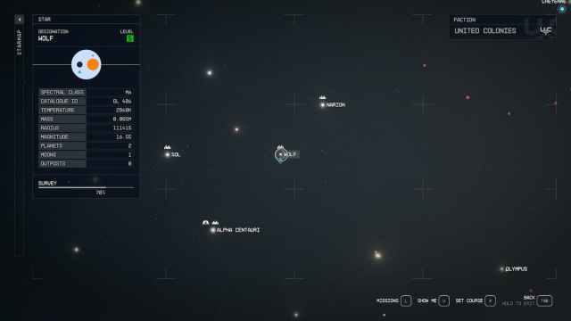 The Wolf Star System location in Starfield