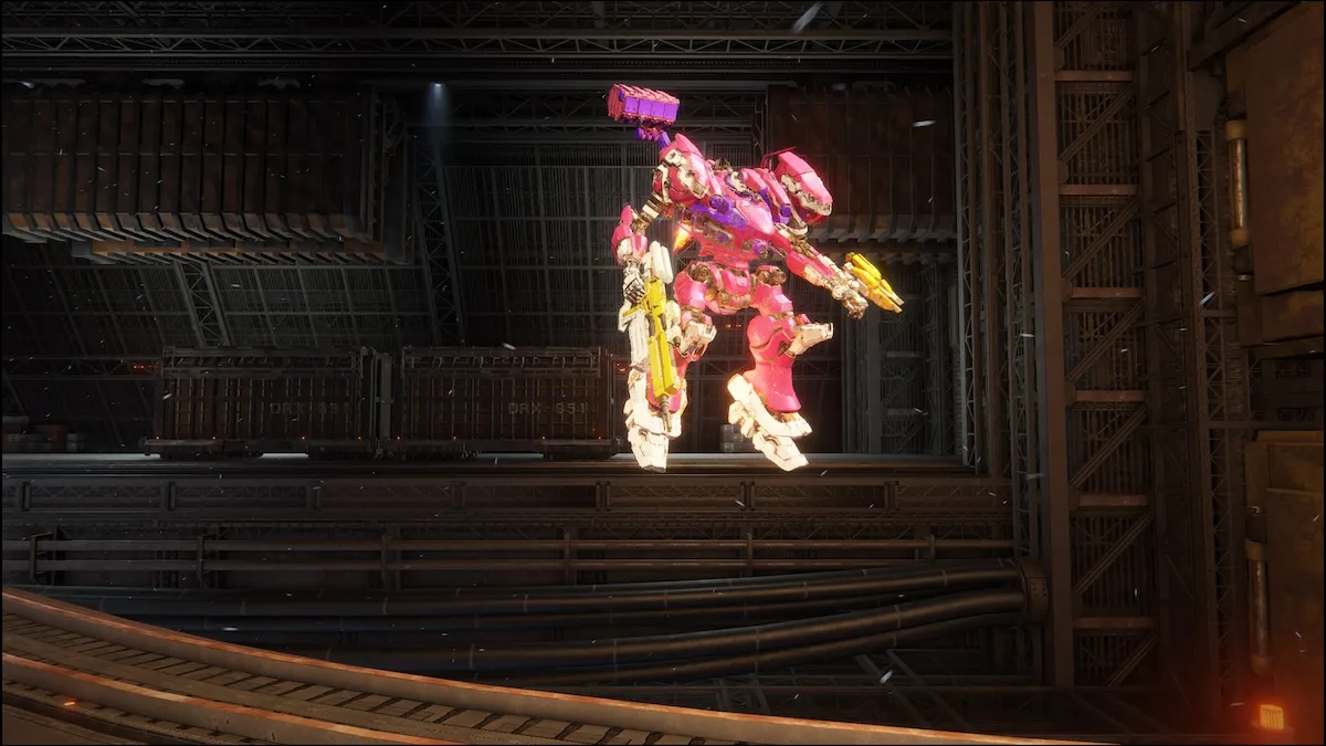Flying mech in Armored Core 6.