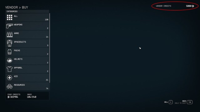 Best vendor in starfield avoid long rest times - vendor credits