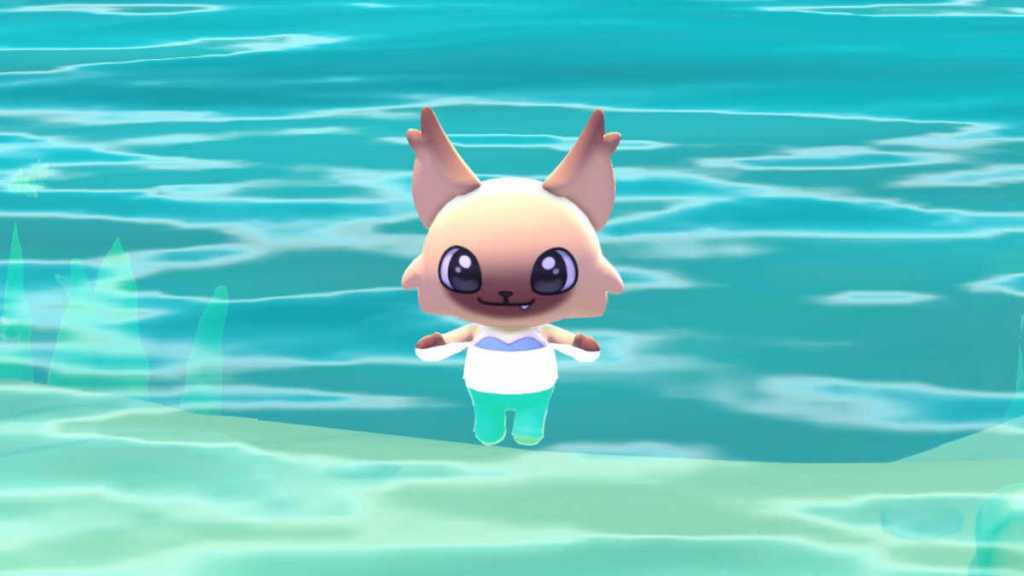 Using Flippers to swim in Hello Kitty Island Adventure