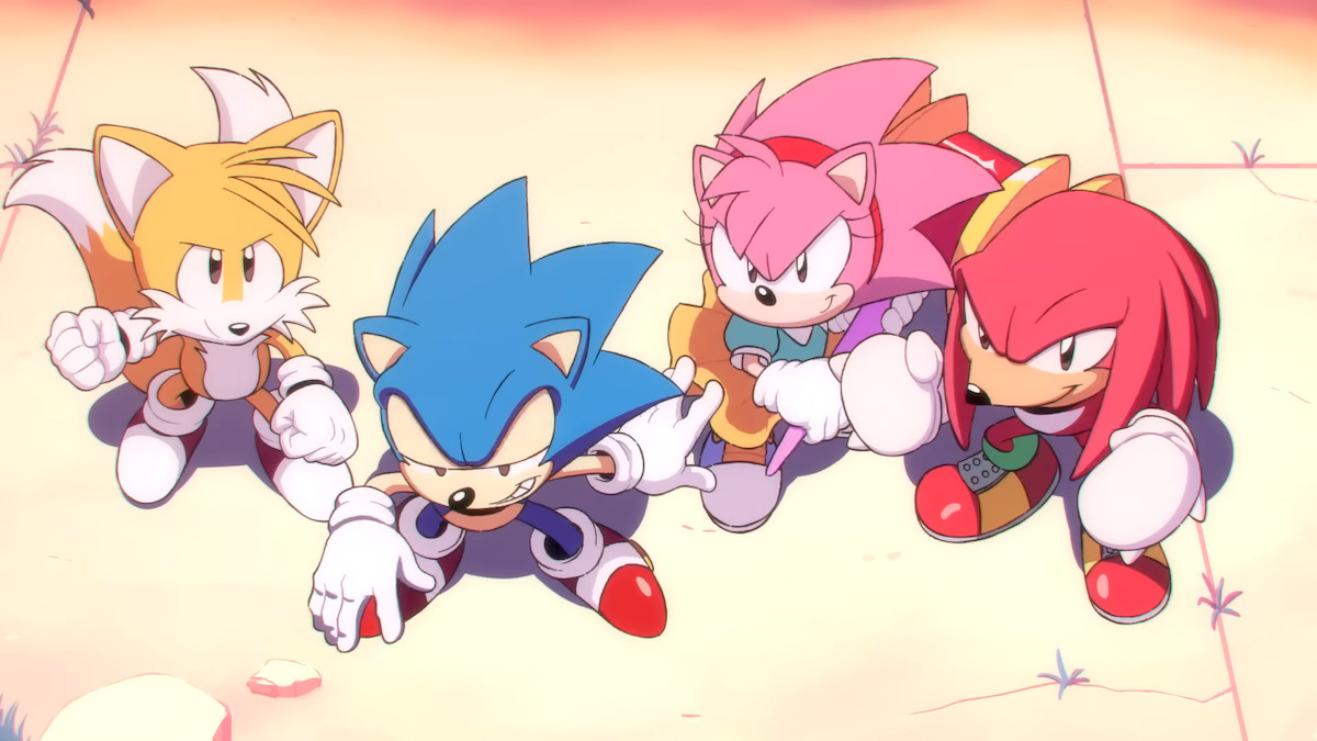 Knuckles, Amy, Sonic, and Tails in Sonic Superstars.