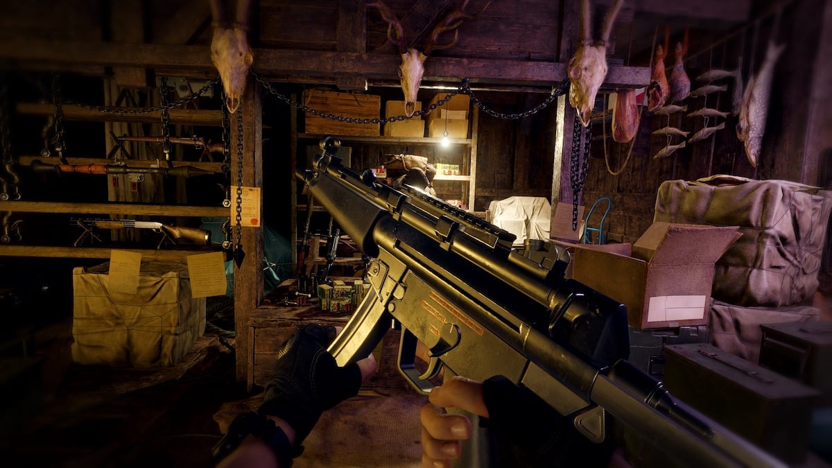 Gun in Resident Evil 4 VR mode.