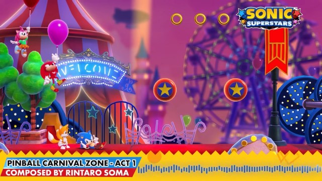 Sonic Superstars visual for Pinball Carnival Act 1 music.