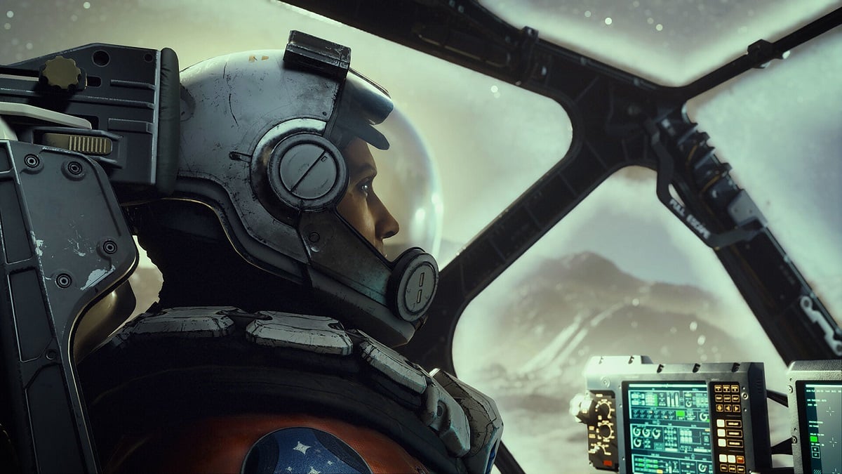 Starfield: An astronaut sat at a cockpit.