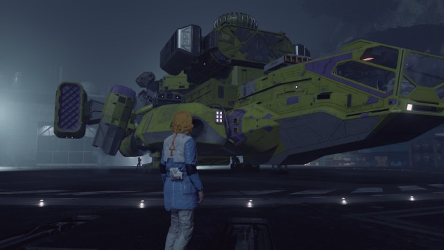 Character standing in front of Razorlear in Starfield.