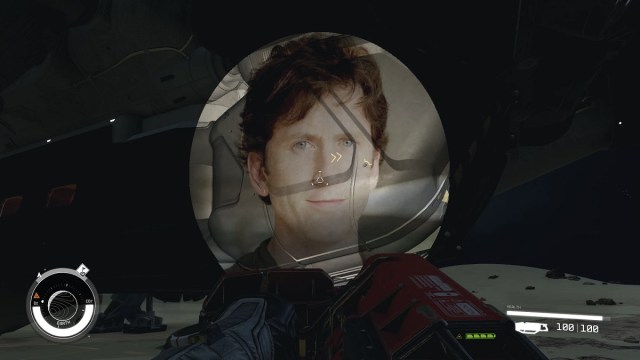 Starfield: Todd Howard's face as the beam in the flashlight.