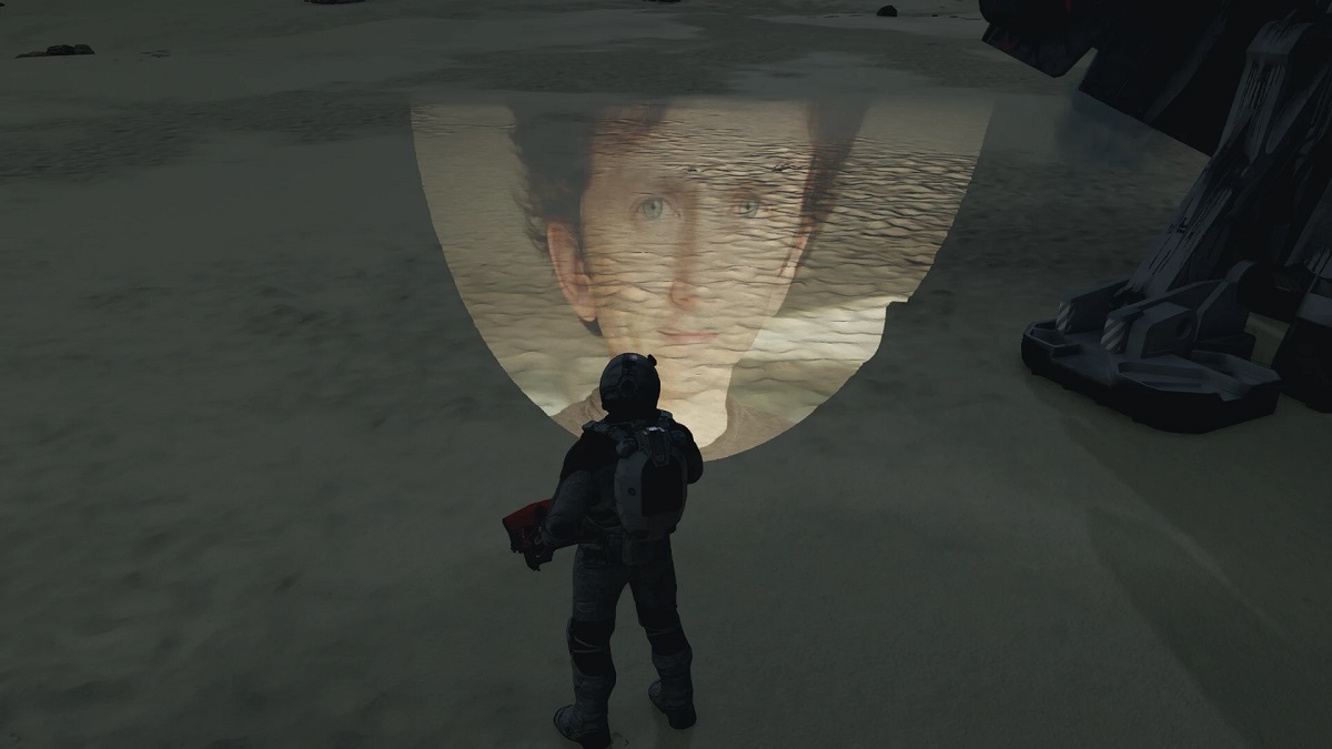 Starfield: Todd Howard projected onto the floor as a beam of light.
