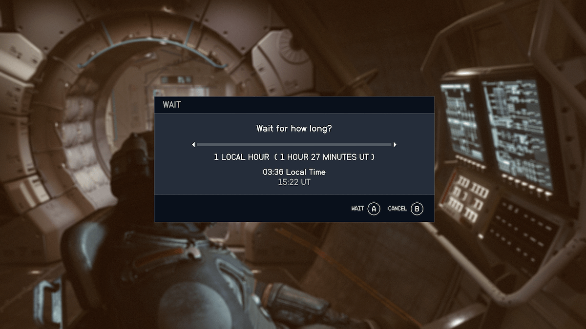 choosing how long to wait and pass time in starfield