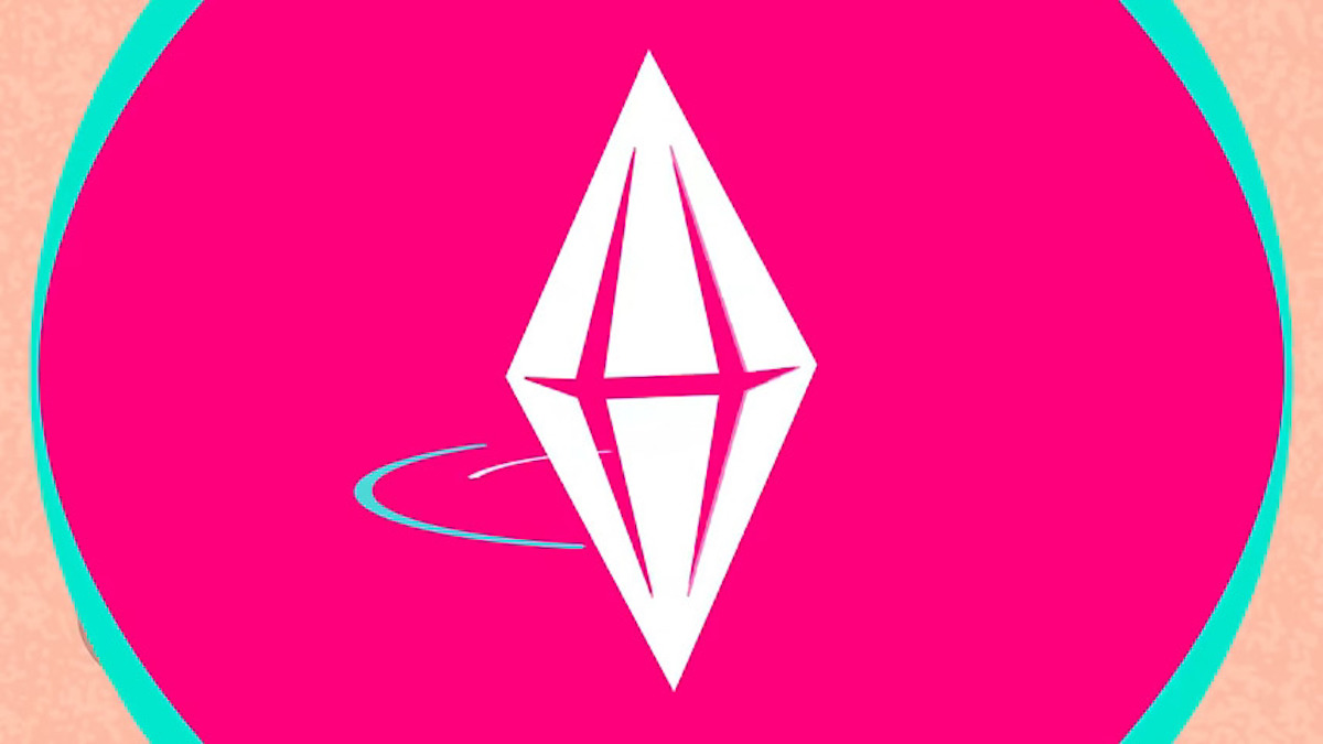The Sims logo with pink background.