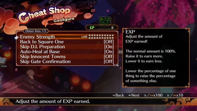 Изменение силы врага с помощью Cheat Shop в Disgaea 7.
