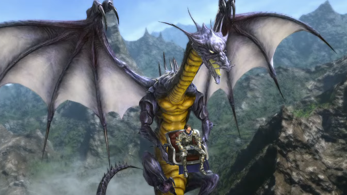 The FFXIV Lynx mount reward obtained for collecting all whistle from Extreme trials. It's the FFIV version of Bahamut.