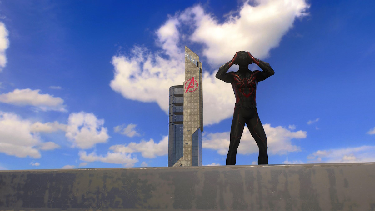 Avengers in Spider-Man 2 tower background
