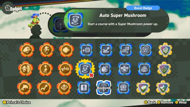 Auto Super Mushroom Badge Description in Super Mario Bros. Wonder