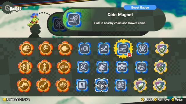 Описание значка монетного магнита в Super Mario Bros. Wonder