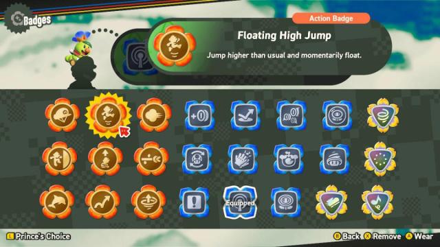 Описание плавающего значка прыжка в высоту в Super Mario Bros. Wonder