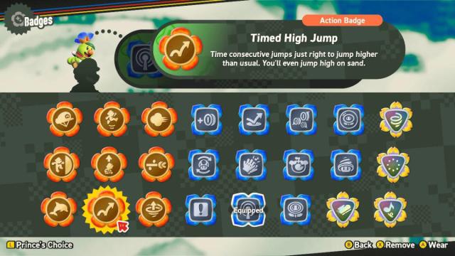 Описание значка прыжка в высоту на время в Super Mario Bros. Wonder