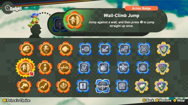 Описание значка прыжка на стену в Super Mario Bros. Wonder