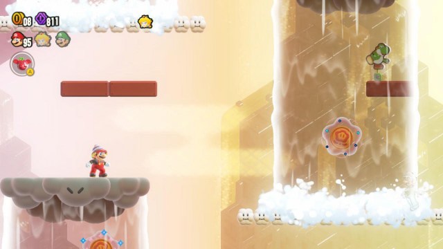 Марио хватает Чудо-монету в Super Mario Bros. Wonder
